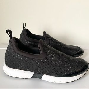 ARMANI JEANS Black Embellished Women's Slip-On Fabric Sneakers Size 8